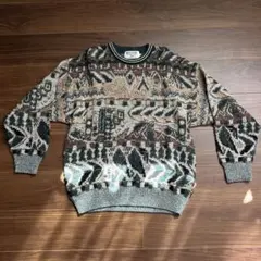 古着　柄ニット　Mサイズ
