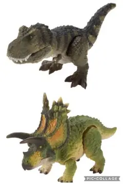 いきもの大図鑑レプティ　恐竜03　ティラノ（縞模様）ペンタケラトプス（グリーン）