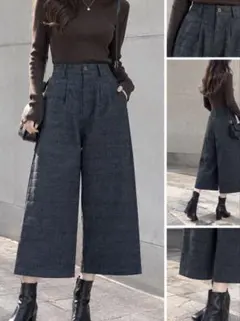 TODAYFUL トゥデイフル チェックワイドパンツ 秋冬 ストレート グレー