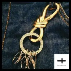 リボン型カラビナ キーホルダー 金具 おしゃれ パーツ アメカジ ゴールド w3