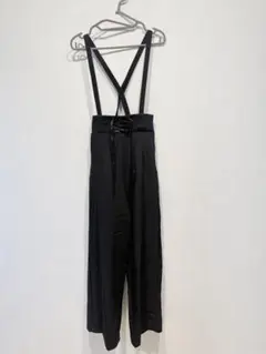 INGNI イング サス付 レースアップ ワイドパンツ 黒 ハイウエストのサムネイル