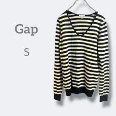 422273ギャップ【S】ニットセーター ストライプ　メリノウール　裾リブ