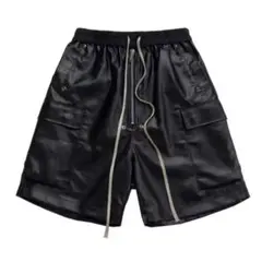 ハーフパンツ pu レザー 平本蓮 モードストリート ブラック 黒 夏