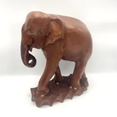 【希少】木彫りの象　明治レトロ　置物 木造