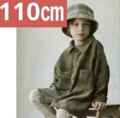 新品✨ペアマノン コーデュロイ 長袖 ベーシック シャツ　110㎝　カーキ