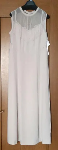 LILY BROWN ベージュ ロングキャミワンピース レース切替ワンピース