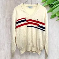MUNSING WEAR セーター Vネック ニット ロゴ刺繍 ゴルフ クリーム
