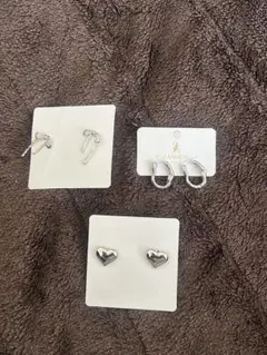 シルバー色ピアスセット 3ペア