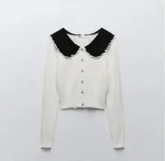 zara フリル ニット カーディガン