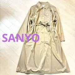 ★SANYOベージュ ヴィンテージロングトレンチコート ウエストリボン付きのサムネイル