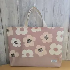 レッスンバッグ 入園入学準備 アッシュピンク フラワー柄 ハンドメイド