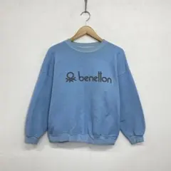 90s Benetton スウェット ライトブルー ロゴプリント VINTAGEのサムネイル
