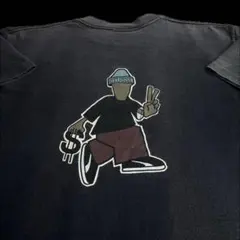 “90s 黒タグ”old stussy PRINT Tシャツ 墨黒 L USA製