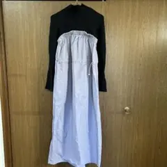 VIS ニットワンピース 黒・薄紫 サイズF