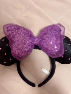 黒紫リボン付きカチューシャ ミニー ハロウィン