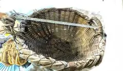 天然素材のハンドル付きバスケット昭和レトロ？大正？わらじ3足付