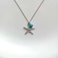 トルコ石×スターフィッシュチャームネックレス