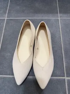 アイボリーメッシュ フラット パンプス