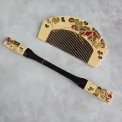 簪　櫛　笄　白漆　蔦　螺鈿細工　金蒔絵　髪飾り　和装小物　U9　アンティーク