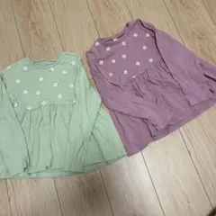 長袖カットソー 2枚セット 花柄刺繍