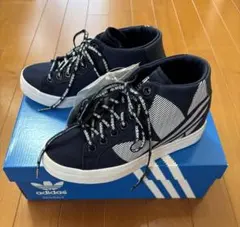 新品☆ アディダスオリジナルスのトレフォイルハイカットキャンパスニーカー22.5