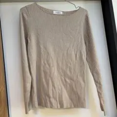 OPAQUE.CLIP ベージュ リブ編み 長袖トップス