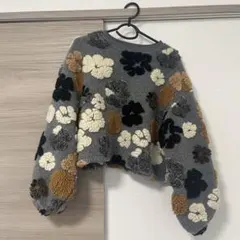 花柄ボリュームスリーブセーター