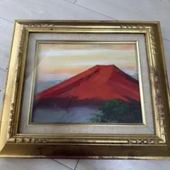 赤富士☆松☆額装☆日本画☆インテリア☆立体アート【在銘入り】赤富士
