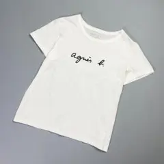 美品 agnes b. ロゴプリント コットンTシャツ 白 サイズT2*ND85