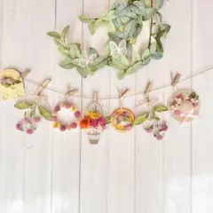 60ドライフラワー ガーランド‪♡ナチュラルフラワー♡お花畑の散歩道♡