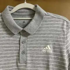 み*つ様 adidas グレー ストライプ ポロシャツ