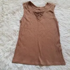 AZUL by moussy レースアップ リブ タンクトップ Mのサムネイル