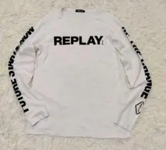 REPLAY 長袖カットソー ホワイト ロゴプリント