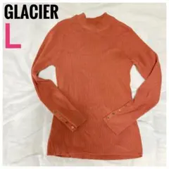 GLACIER オレンジ リブ編み 長袖 カットソーレディース L 春服 秋服