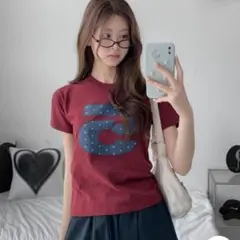 UNE MANSION No.5スターロゴクロップド半袖Tシャツ ワインのサムネイル