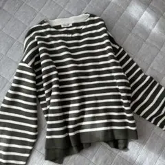 studio CLIP ストライプ 長袖ニット、フリーサイズ
