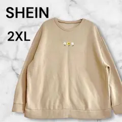 SHEIN シーイン【2XL】長袖トレーナー 花刺繍スウェット大きめ裏起毛