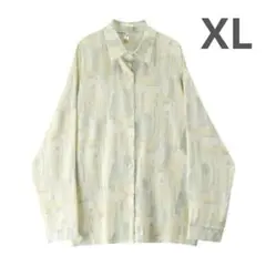 人気商品❤️　レディース　シャツ　長袖　ブラウス　透け感　総柄 春 夏　XLのサムネイル