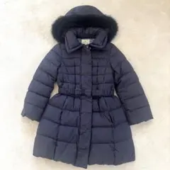 【美品 訳有お得】組曲 ダウン コート フード ファー ネイビー 紺　150