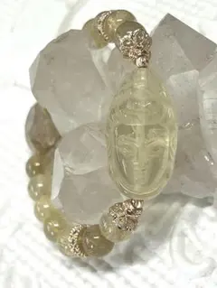 シトリン観音菩薩様・ルチルクォーツ六芒星・ルチルクオーツブレスレット内径15