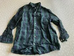 無印　チェック　シャツ　リネン　ナチュラル　L 麻　良品計画　メンズ