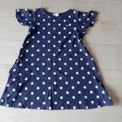 ネイビー水玉半袖ワンピース　120サイズ