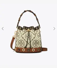 最終価格★美品★トリー バーチ★Tモノグラム グロメット ミニバケットバッグ