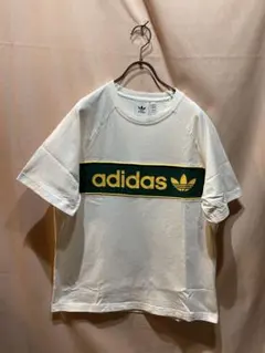 adidas トレフォイル　ロゴ Tシャツ ホワイト/グリーン　メンズ　XL