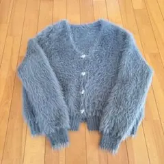 ファー素材 Mサイズ カーディガン グレー