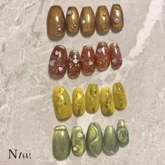 ネイルチップ20本まとめ売り　ぷっくりニュアンスネイル　マグネットネイル