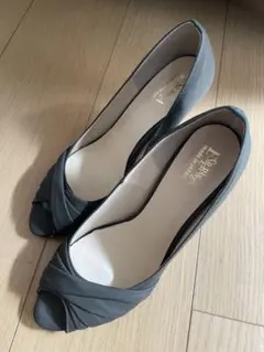 カーキ　オープントゥパンプス 24.0cm