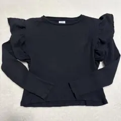 ZARAキッズ　袖フリル　長袖カットソー　　ブラック　152