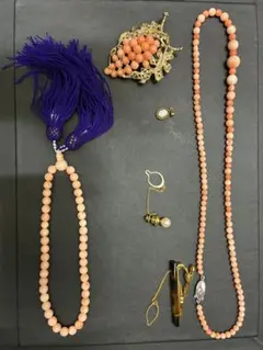 【遺品整理】本珊瑚、ネックレスTOP、ブローチなどアクセサリーまとめ売り