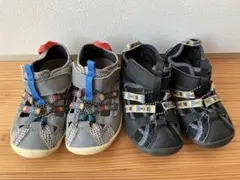 【IFME】ウォーターシューズ グレー/黒 2足セット 水陸両用 両開き18cm